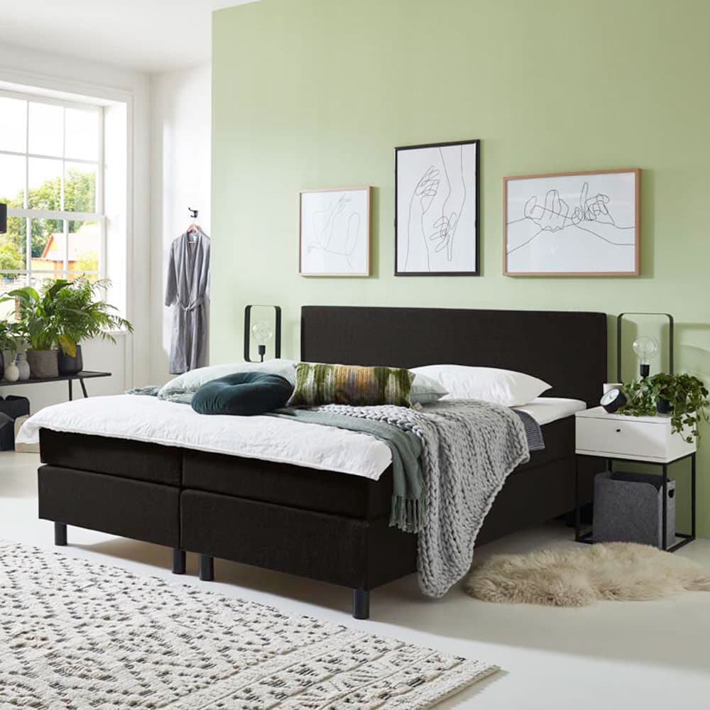 Boxspring 'Stockholm' kleur zwart, 140 x 200 cm