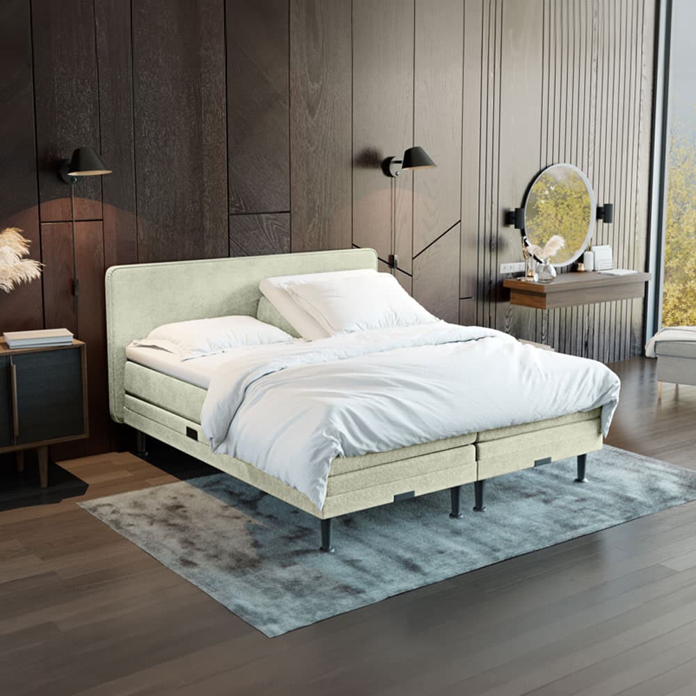 Elektrisch verstelbare Boxspring 'Oslo' kleur naturel, 180 x 210 cm, matrassen 2 x hard
