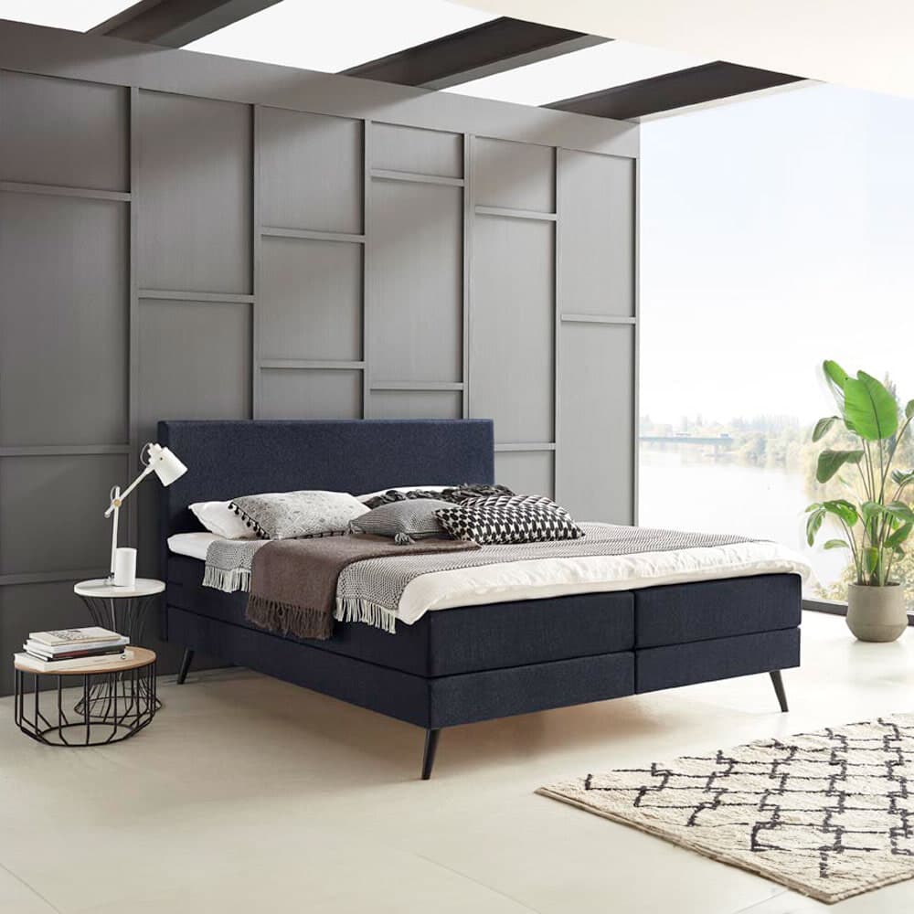 Boxspring 'Nora' kleur donkerblauw - 180 x 200 cm