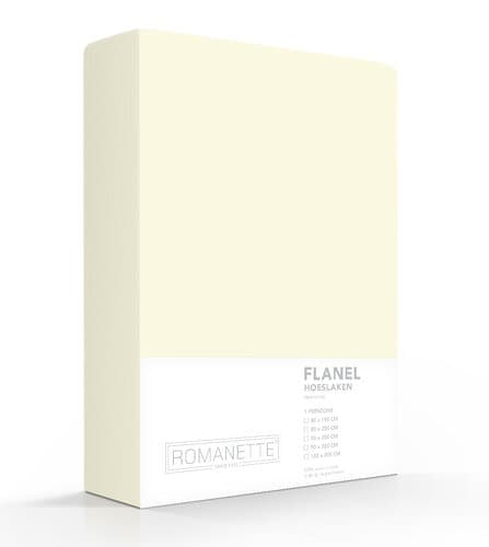 Romanette Romanette flanel hoeslaken Ivoor 160x200