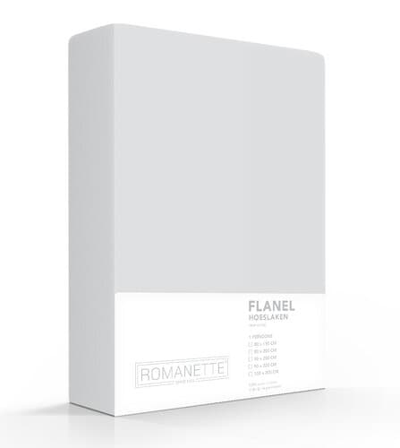 Romanette Romanette flanel hoeslaken Zilver 160x200