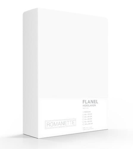 Romanette Romanette flanel hoeslaken Wit 180x200