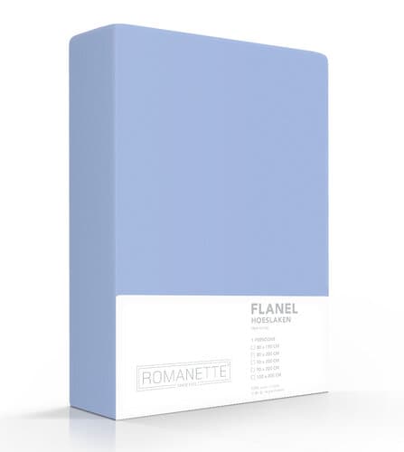Romanette Romanette flanel hoeslaken Licht blauw 180x200