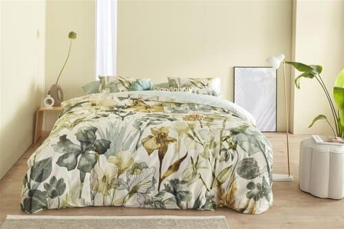 Beddinghouse Beddinghouse Dekbedovertrek Iris Field Grey Green 200x200/220 cm