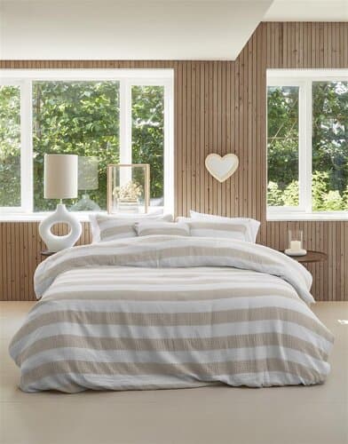 Rivièra Maison Riviera Maison Dekbedovertrek Striped - Zand 240x200/220 cm