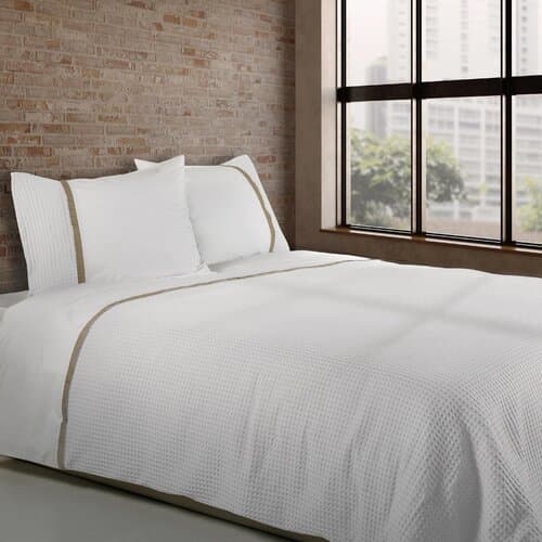 Dommelin Dommelin Dekbedovertrek Bari Percal 200TC Wit-Kaki 200x200/220 cm