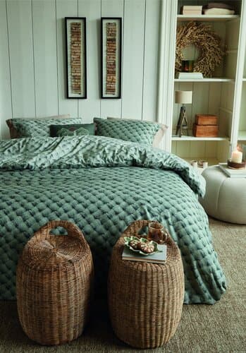 Rivièra Maison Rivièra Maison Dekbedovertrek Woven Wool Groen 240x200/220 cm