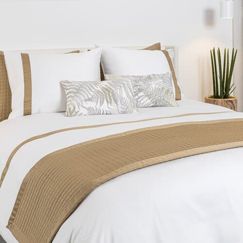 Dommelin Dommelin Dekbedovertrek Listra Satijn 300TC Wit-Brons 200x200/220 cm