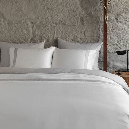 Dommelin Dommelin Dekbedovertrek Listra Satijn 300TC Wit-Zilver 200x200/220 cm