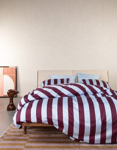 Essenza Essenza Minte Stripe Dekbedovertrek 260x200/220 Mauve Wine - Ice blue