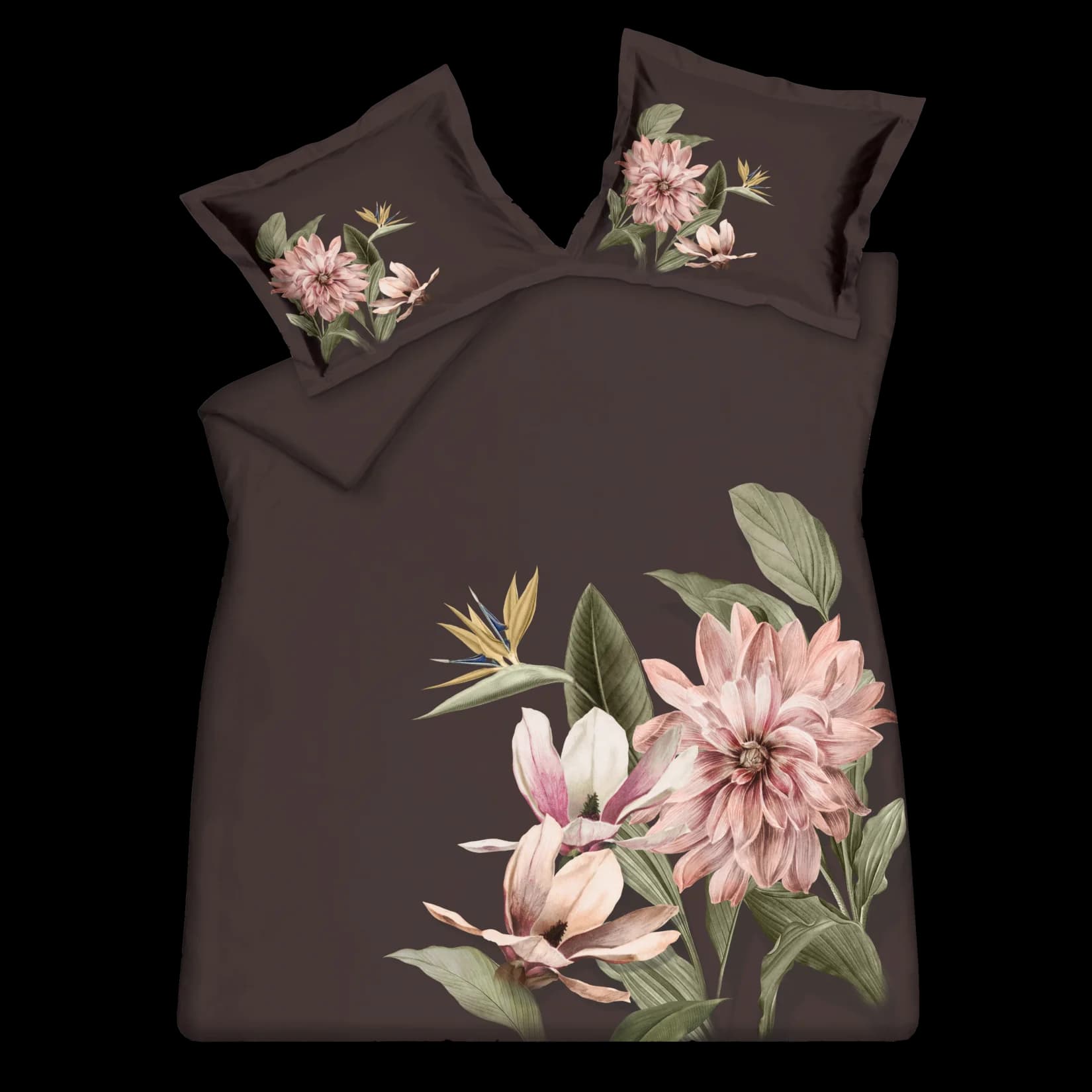 Vandyck paradise bloom dark chocolate dekbedovertrek