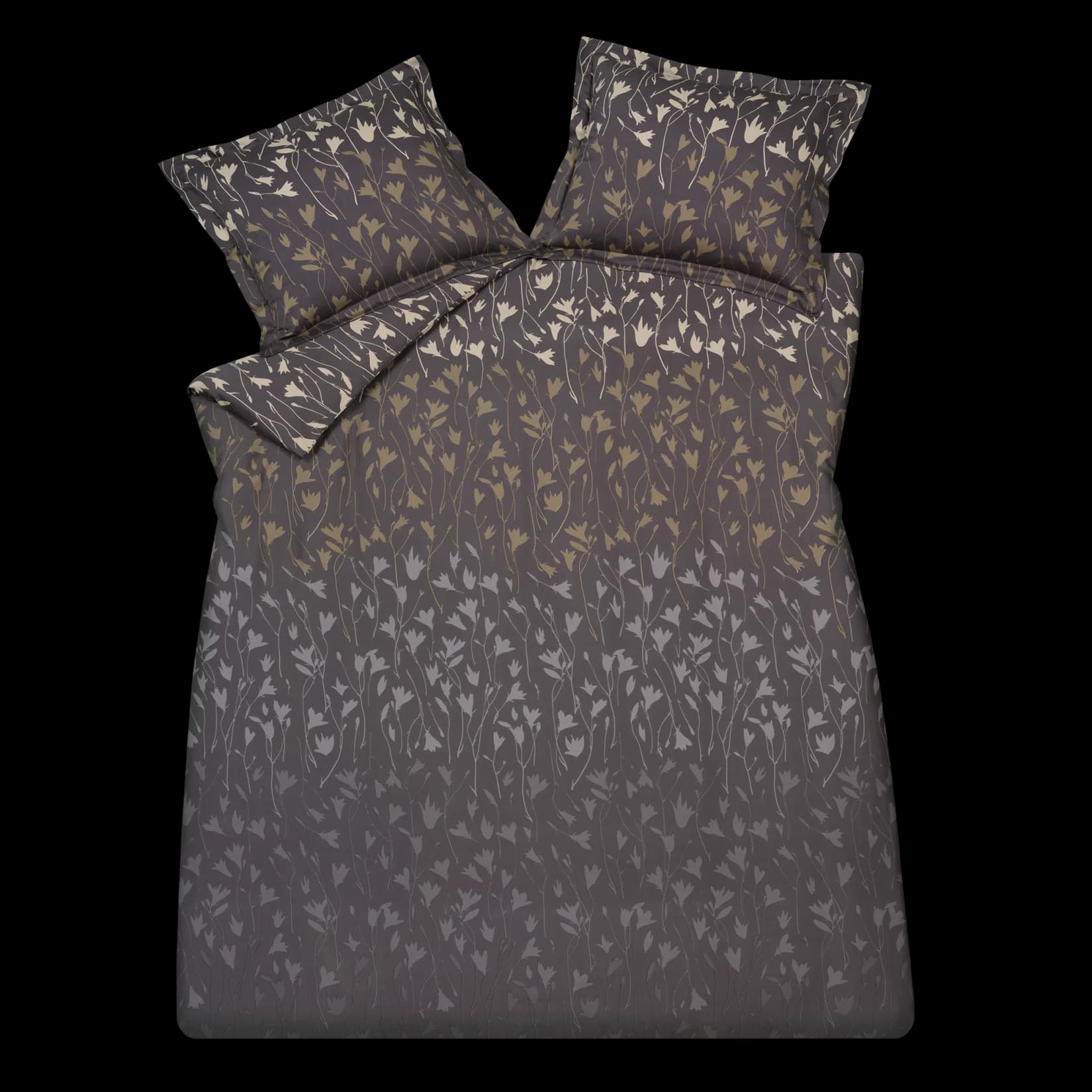 Vandyck calm flower off black dekbedovertrek