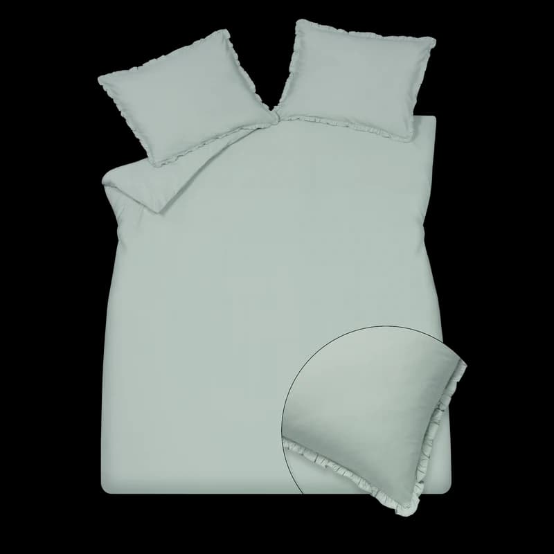Vandyck pure 83 percale ruffle pearl blue dekbedovertrek