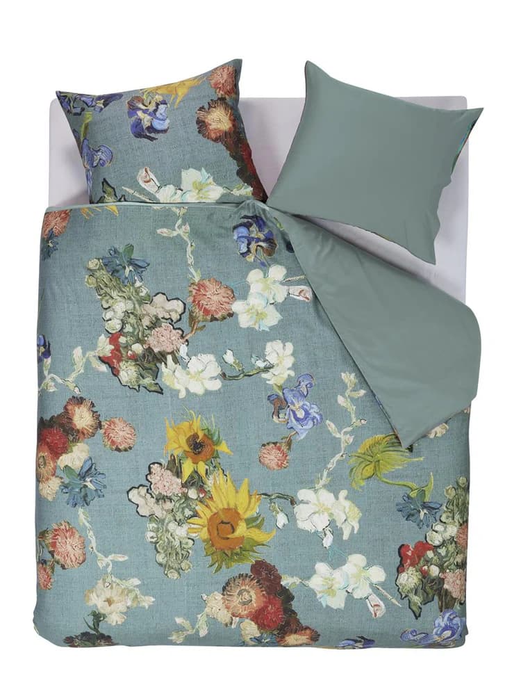 Beddinghouse x Van Gogh Museum Partout des Fleurs dekbedovertrek Green