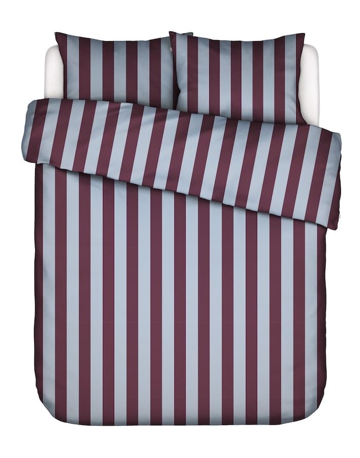 Essenza Minte Stripe Mauve wine - Ice blue Dekbedovertrek