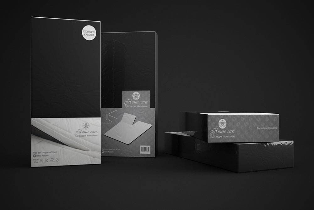 Homecare Katoen Splittopper Hoeslaken Zwart