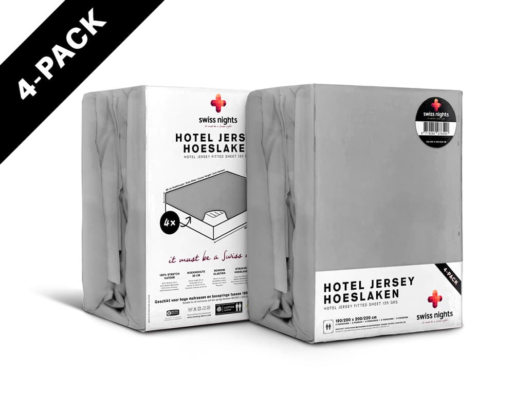 Swiss Nights Hotel Jersey Matras Hoeslaken 4-Pack Grijs