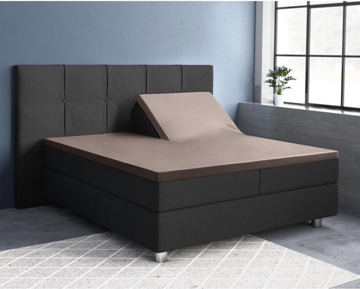 Primaviera Deluxe Splittopper hoeslaken katoen-Satijn taupe