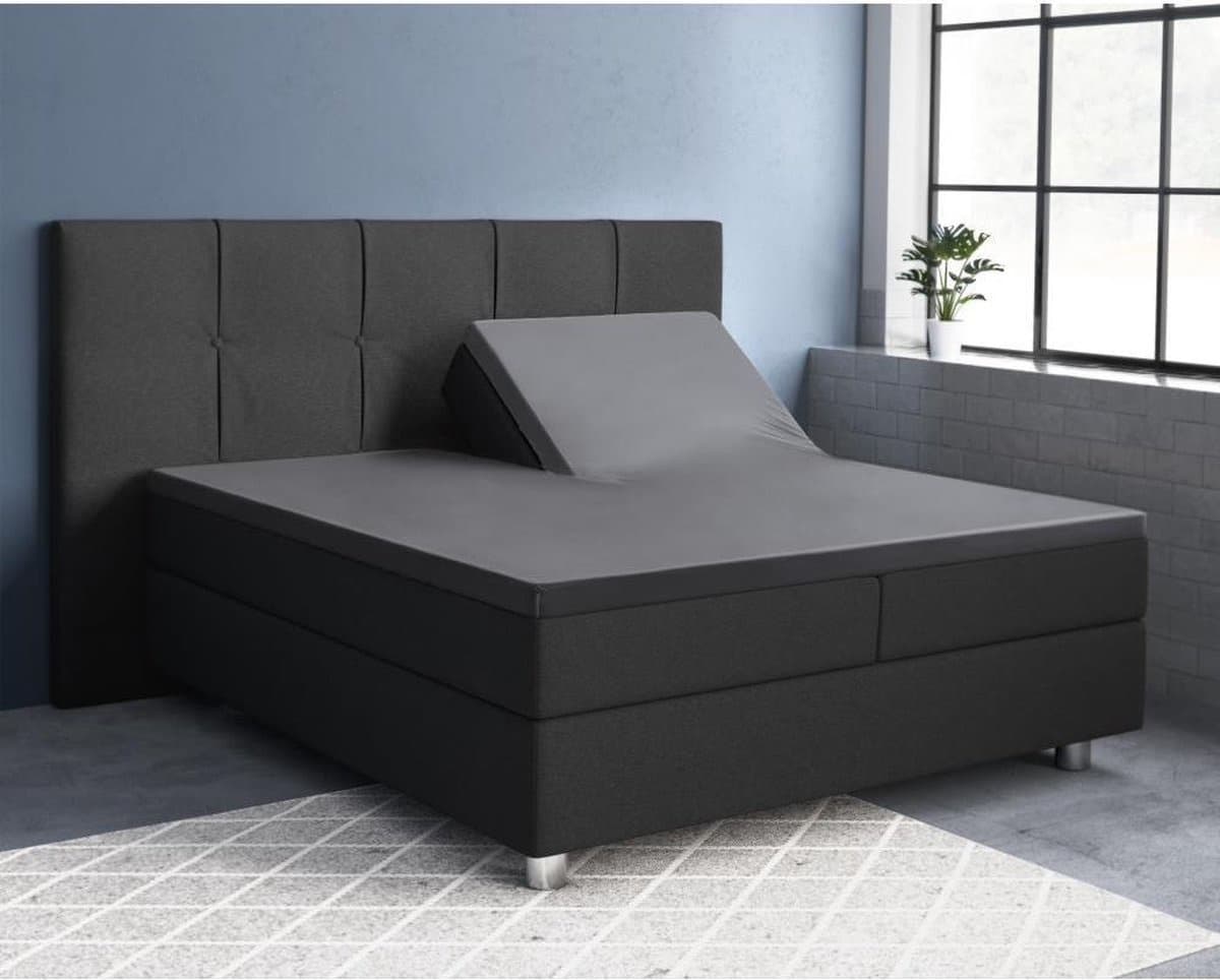 Primaviera Deluxe Splittopper hoeslaken katoen-Satijn antraciet