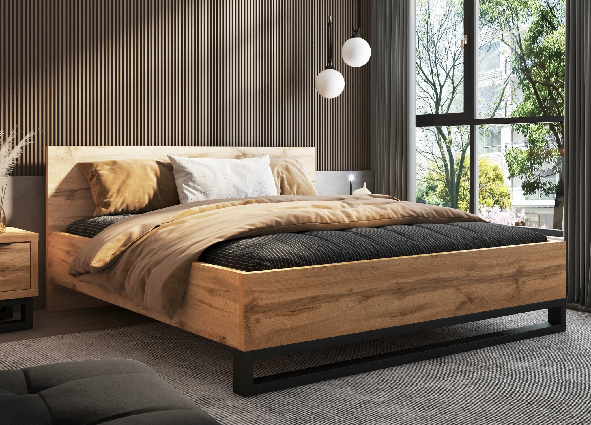 Home365 Houten Bed Halmstad - Wotan Eiken