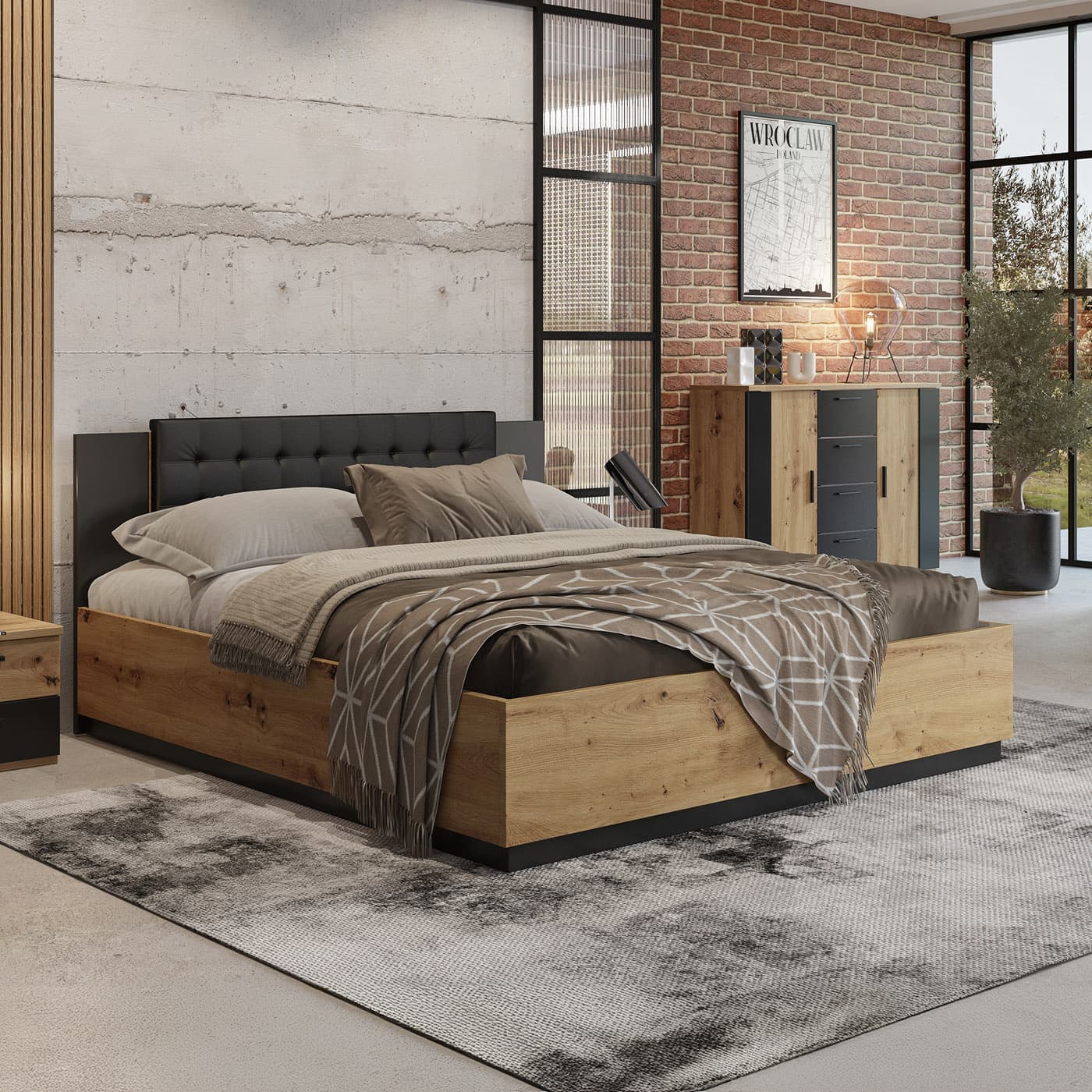 Home365 Houten Bed met Opbergruimte Siena - Naturel