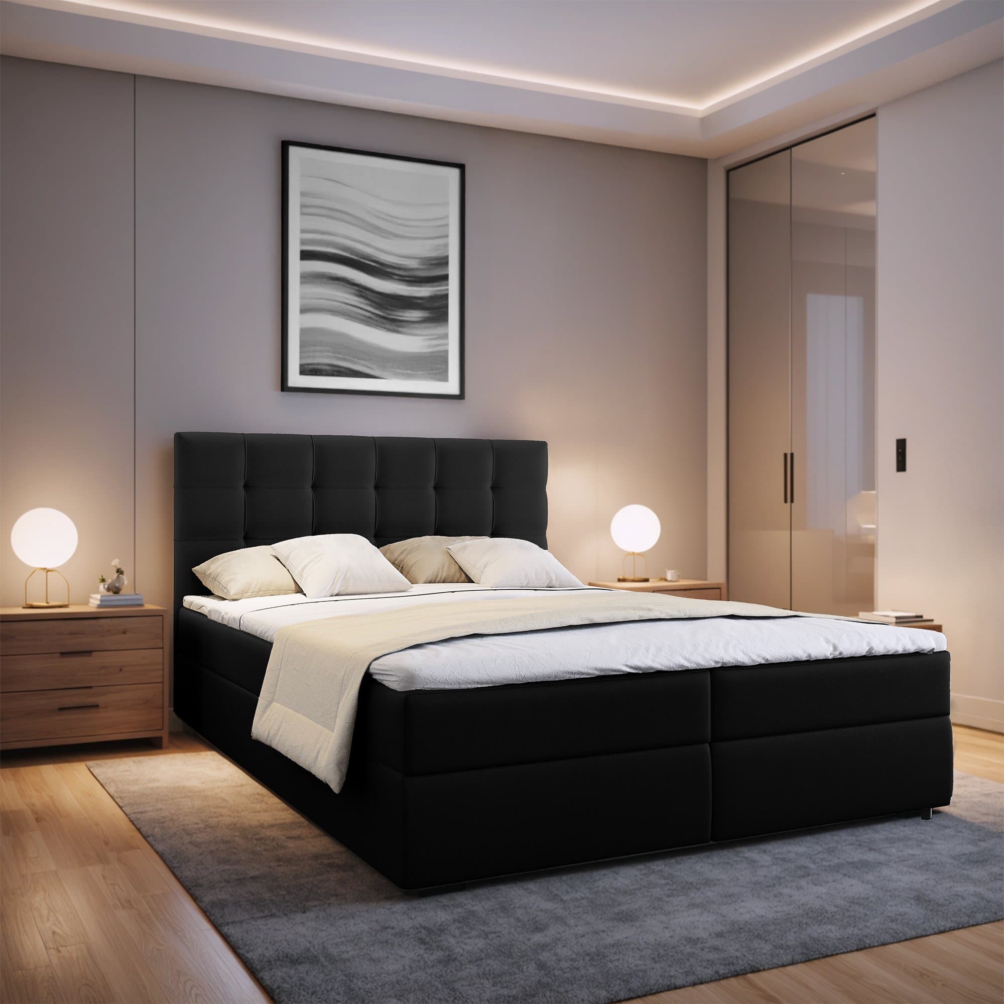 2dekans Opberg Boxspring Bloss 140 x 200 Zwart Stofschade + Niet in originele verpakking