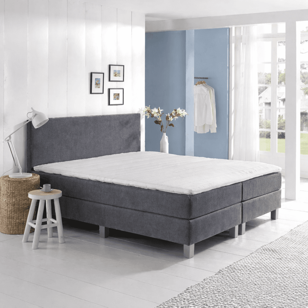 OP=OP Vaste boxspring Basic - 140 x 220 Velvet Antraciet | Incl. 1x groot medium pocketvering matras