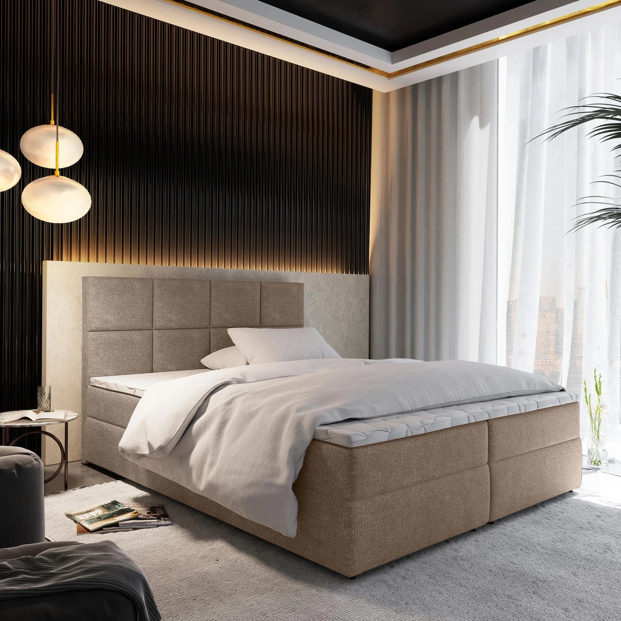 2dekans Opberg Boxspring Levi 140 x 200 Taupe - Niet in originele verpakking - Kans op schade