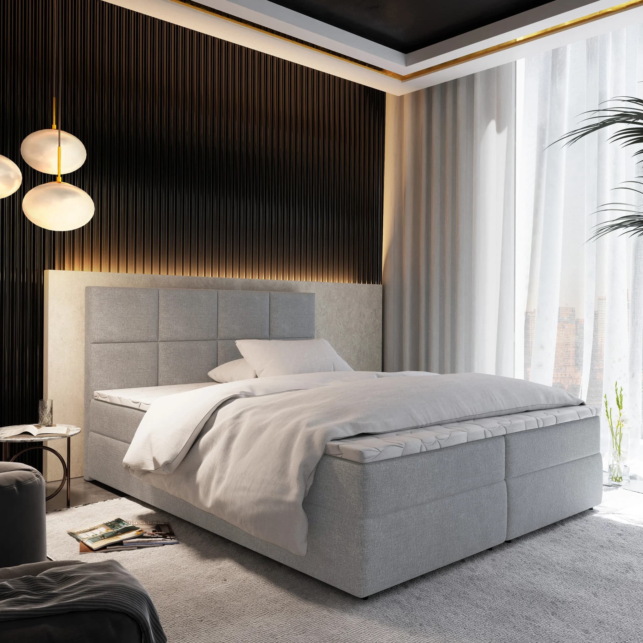 2dekans Opberg Boxspring Levi 160 x 200 Grijs - (Niet in originele verpakking)