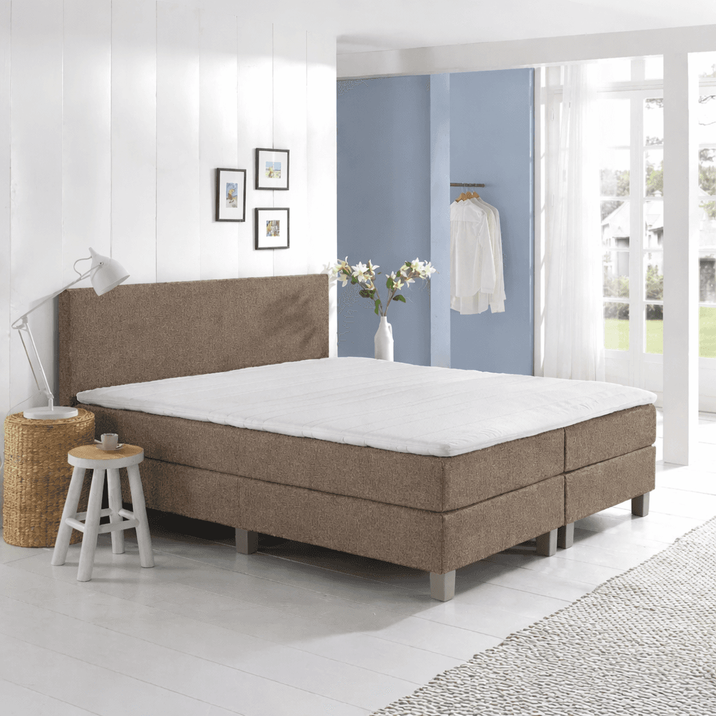 OP=OP Boxspring Basic Vast 180 x 220 Donkerbeige | Incl. Groot medium pocketvering 500 veren m2 matras