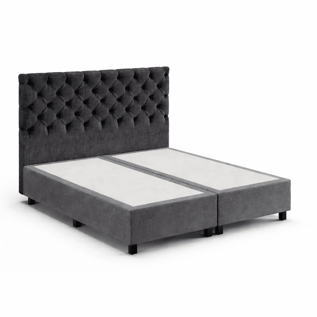 OP=OP Opberg Boxspring zonder Matras Yara | 160 x 200 Velvet Antraciet - 40 cm hoge opslagruimte | 2 verschillende stoffen