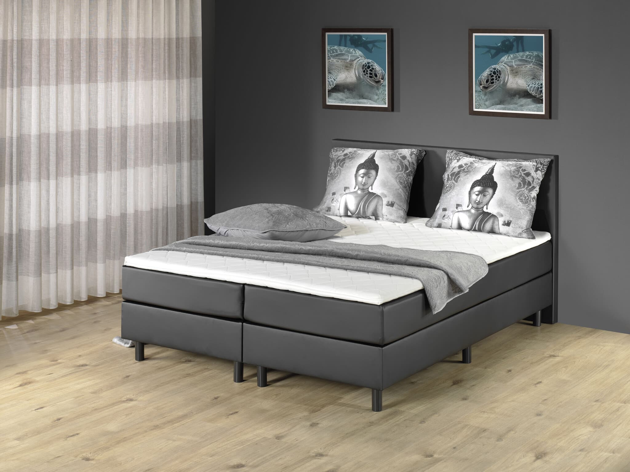 OP=OP Vaste Boxspring Basic 140 x 220 Skaileer Zwart | Groot matras