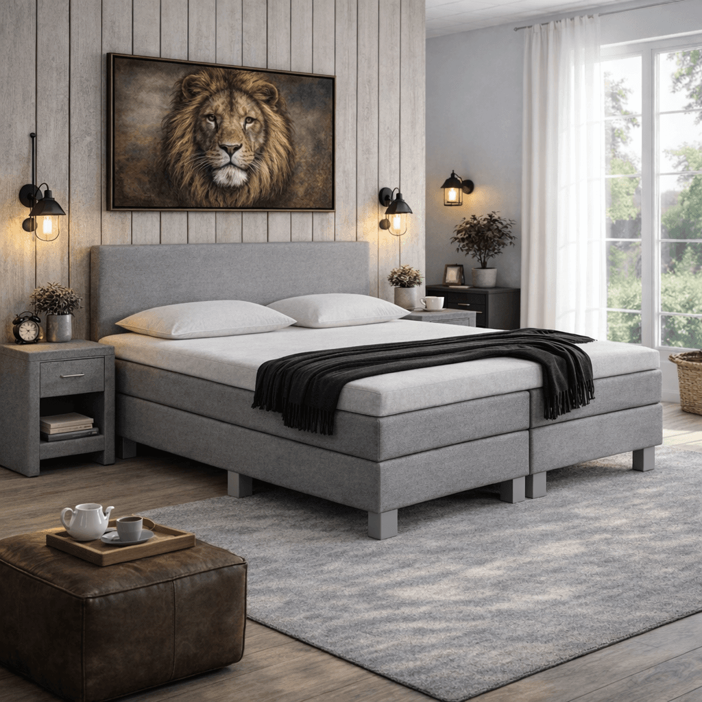 OP=OP Vaste Boxspring Basic | 180 x 200 Grijs | Incl. Pocketvering