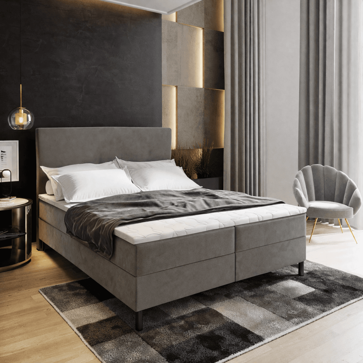 OP=OP Opberg Boxspring Basic | 140 x 200 Velvet Taupe