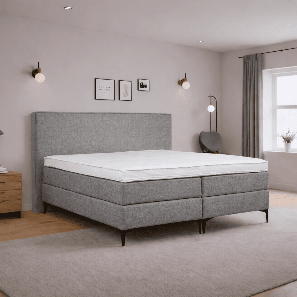 OP=OP Vaste Boxspring Amber - Antislip - 160 x 200 Grijs