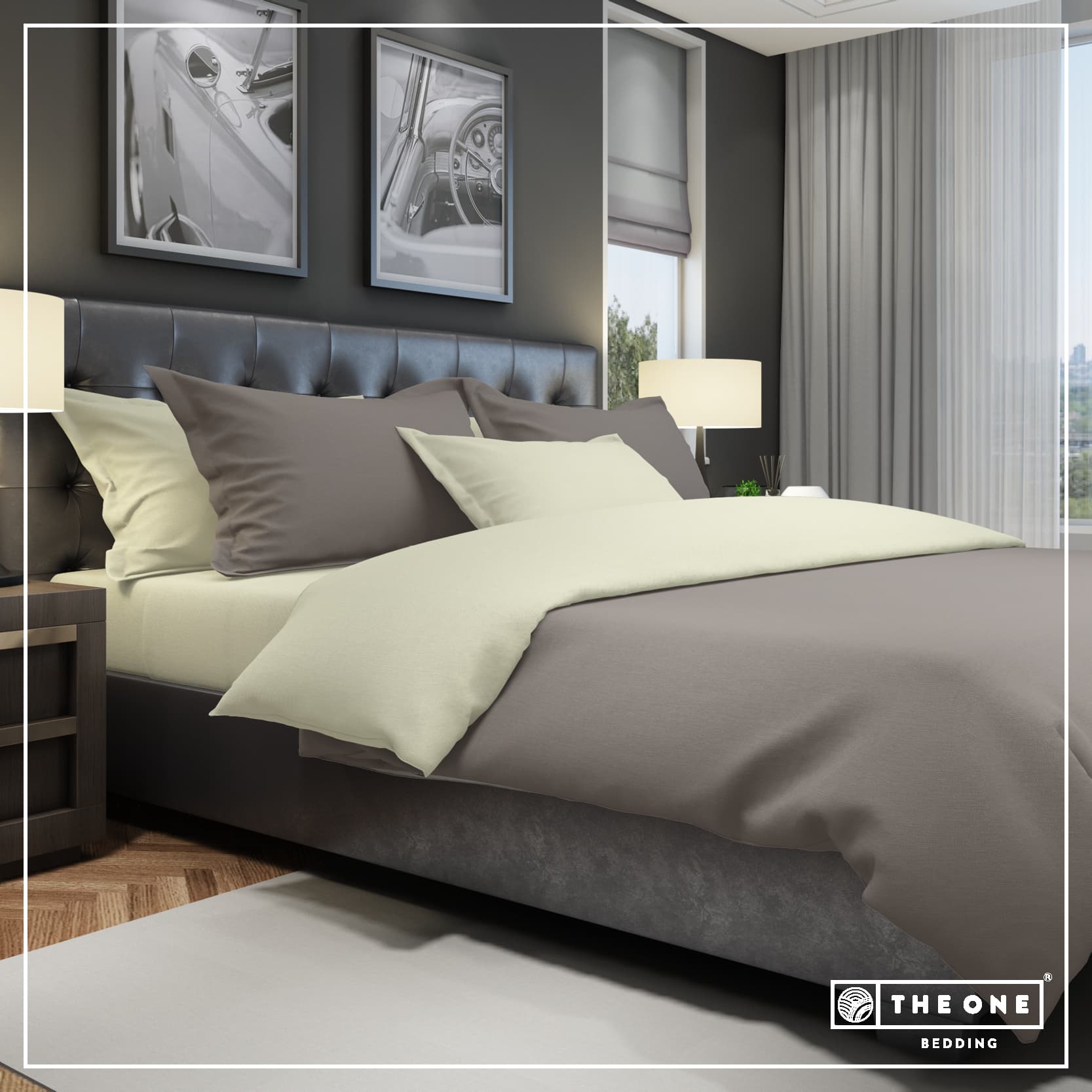 The One Dekbedovertrek Classic Taupe / Cream-200x220cm