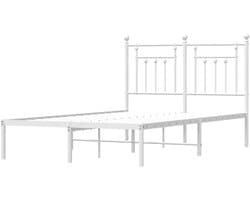 Metalen Bedframe - Ledikant Tweepersoons - Slaapkamer Inrichten - Robuuste Staalconstructie - 120x190 cm - Wit