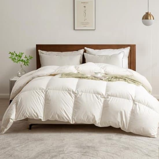 Donsdekbed 220x240 cm - Medium Warmtegraad - 4-Seizoenen - Ademend Katoenen Tijk