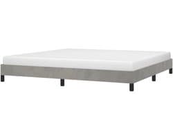 Bedframe Fluweel - Ledikant Tweepersoons - Goede Nachtrust - Multiplex Lattenbodem - 200x200 cm - Lichtgrijs