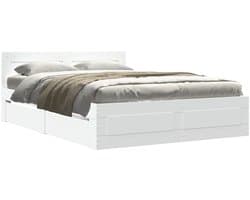Tweepersoonsbed | Dubbelbed | Volwassenenbed | Bedframe met hoofdeinde zonder matras 120x200 cm wit