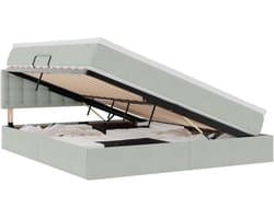 vidaXL - Opbergbed - met - matras - met - opslag - Lichtgrijs - 160 - x - 200 - cm - Fluweel