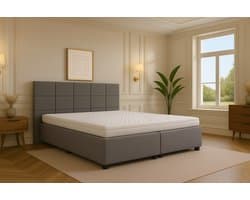 Boxspring Bed met Opbergruimte Modena 180x200 cm Antraciet Luxe Pocketvering Matras Stof Gratis 2x Hoofdkussens