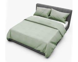 Dream Sheets Stockholm - Dekbedovertrek 240 x 220/250 - Biologisch Katoen Satijn - Tweepersoons - Lits jumeaux - Nederlands Fabricaat - Garden Green - Groen