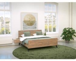 Ledikant 180x200 - Diamant Royal - Oak & Steel - Lattenbodem 3000 vlak - Grijs Eiken