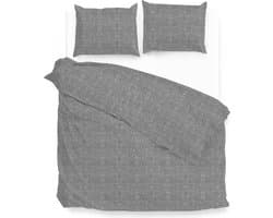 Zohome Dekbedovertrek Lino - Dark Grey - Dekbedovertrek 200x200/220cm - 100% Katoen - Linnen Look - Tweepersoons