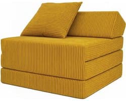 Vouwmatras met Hoofdeinde - Logeerbed Matras - Extra Slaapplek Creëren - Geïntegreerd Hoofdeinde en Kussen - 200x70x10 cm - Honingkleur