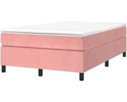 Boxspring Bedframe - Gestoffeerd Bed Fluweel Bed - Comfortabel Slapen - Zachte Fluweel Stof - 120x200 cm - Roze