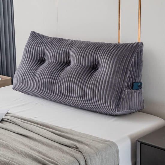 Driehoekig Kussen - Leeskussen Rugsteun - Comfortabel Lezen - Ergonomisch Ontwerp - 99x20x51 cm - Grijs