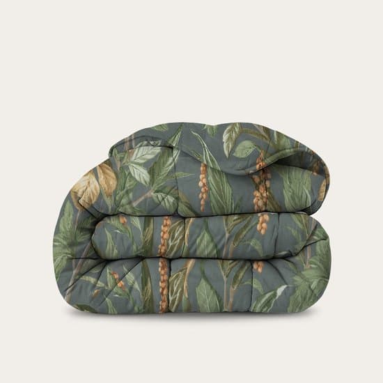 HappyBed Dekbed zonder overtrek 200x220 - Bedrukt dekbed zonder hoes - Hoesloos Dekbed met Print - Wasbaar - Tweepersoonsdekbed - Golden Foliage