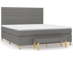 vidaXL - Boxspring - met - matras - stof - donkergrijs - 180x200 - cm